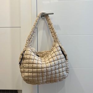 Free People Cream Quilted Tote Bag